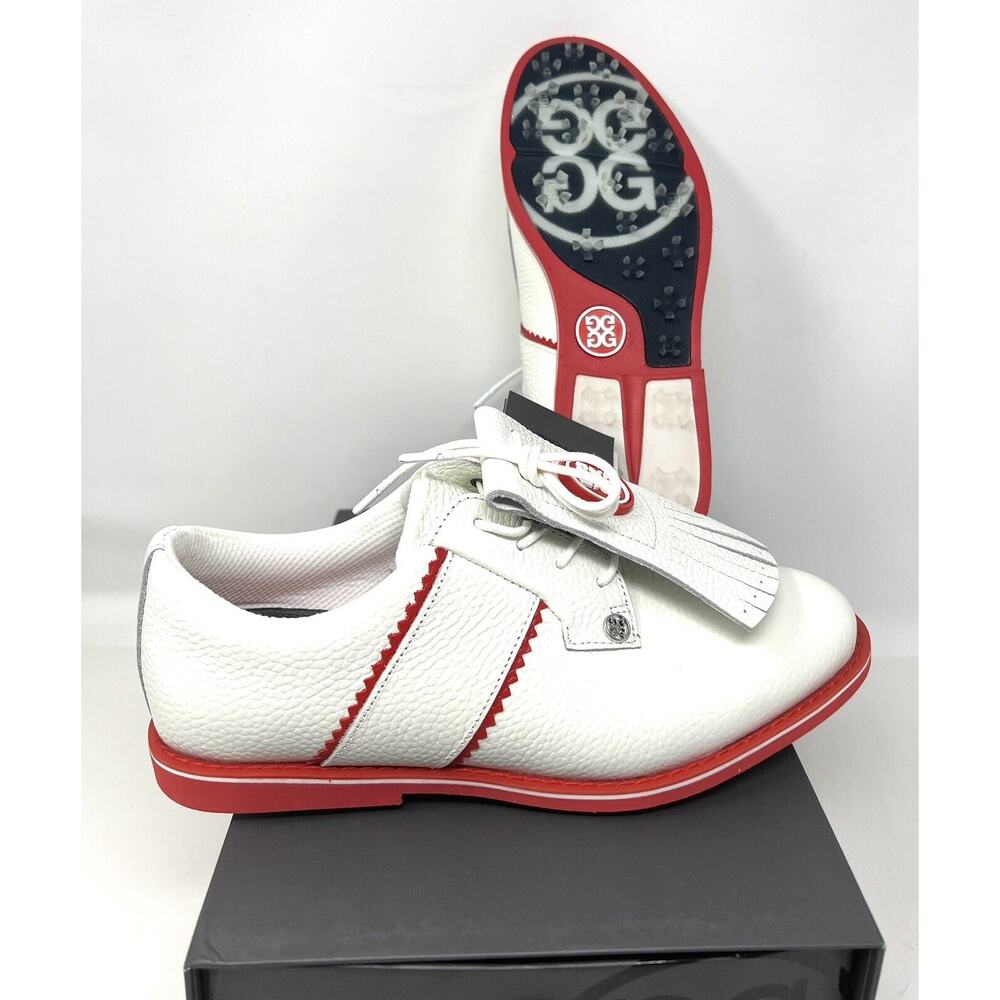 G/Fore G4 Kiltie Gallivanter Golf Shoes Womens Size 8.5 SNOW POPPY White Red - Picture 12 of 16